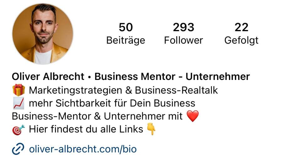 Instagram Profil von Oliver Albrecht Business Mentor